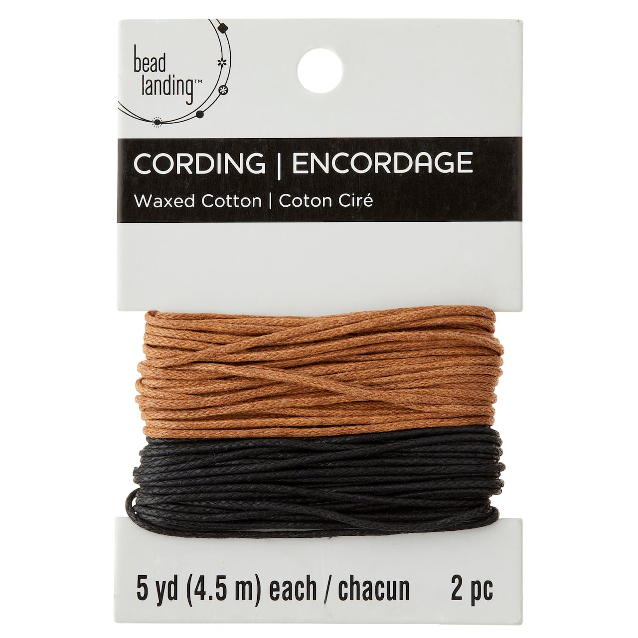 Black &#x26; Brown Waxed Cotton Cording by Bead Landing&#x2122;